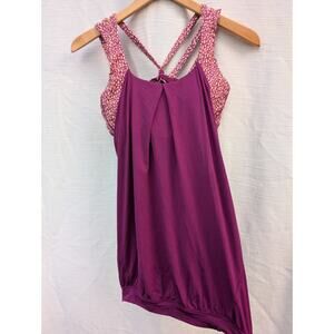 Lululemon Womens Nouveau Limits Tank Top Sz 6 Regal Plum Miss Mosaic Peach Fuzz